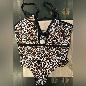 New in Package Size 3XL One Piece Leopard Print Swim Suit